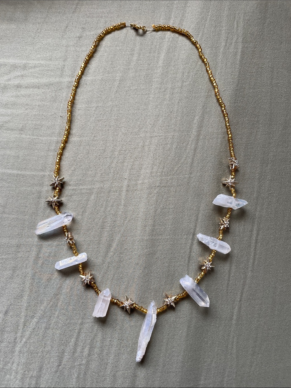 Gold Aura Crystal Point & Star Necklace